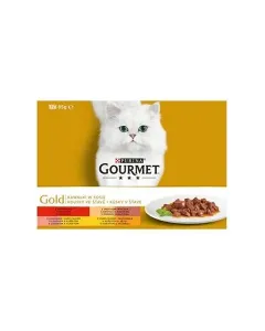 GOURMET GOLD Multipack 8(12x85g) hovädzie/morka s kačicou/losos s kuraťom/kura s pečeňou v šťave