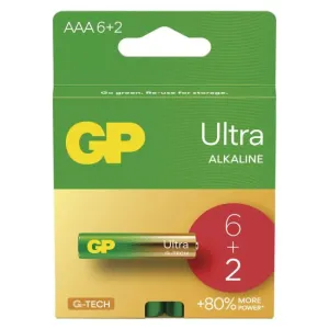 GP Alkalická batéria Ultra AAA (LR03), 6 +2  ks