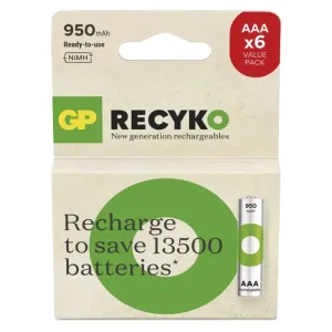 GP Nabíjateľná batéria ReCyko 950 AAA (HR03), 6 ks
