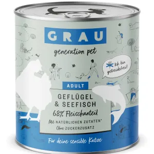 Výhodné balenie GRAU Adult bez obilnín 12 x 800 g - hydina a morské ryby