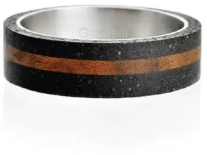 Gravelli Betónový prsteň antracitový Simple Wood GJRUWOA001 53 mm