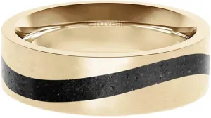 Gravelli Betónový prsteň Curve zlatá / antracitová GJRWYGA113 50 mm