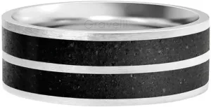Gravelli Betónový prsteň Fusion Double line oceľová / antracitová 53 mm