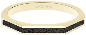 Gravelli Oceľový prsteň s betónom Three Side zlatá / antracitová GJRWYGA123 56 mm