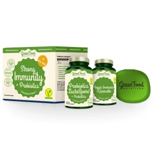 GREENFOOD NUTRITION Strong Immunity&probiotics Probiotiká 60 kapsúl a Vegan Immunix 60 kapsúl + PILLBOX