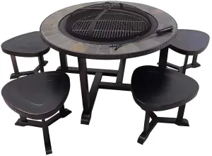 Gril a Ohnisko Strend Pro Grill, kovové, 4 stoličky, 3 v 1, 105x75 cm, uhlie, záhradné