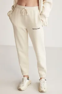 GRIMELANGE Carroline Women's Embroidered Vanilla Sweatpants with Elastic Waist and Leg