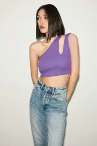 GRIMELANGE Liana Asymmetrical Slim Fit Purple Blouse #7227465