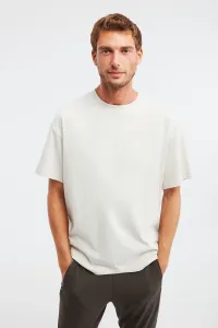 GRIMELANGE Jett Men's Oversize Fit 100% Cotton Thick Textured Stone Color T-shirt