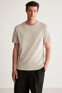 GRIMELANGE Rudy Men's Slim Fit 100% Cotton Medium Stone Color T-shirt
