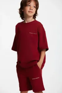 GRIMELANGE Bogota Knitted Comfort Fit Tracksuit Set Embroidered Burgundy Round Nec #9365978
