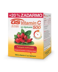 GS Vitamín C 500 so šípkami tbl 50+10 (20 % zadarmo) (60 ks)