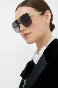 Slnečné okuliare Gucci dámske, zlatá farba #246621