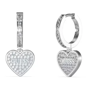 Guess Blyštivé oceľové náušnice Huggie Me JUBE03136JWRHT/U