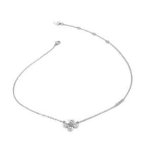 Guess Nádherný oceľový náhrdelník s kvetinou Amazing Blossom JUBN03057JWRHT/U