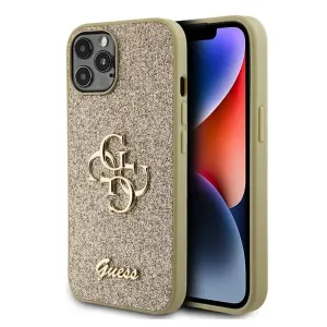 Zadný Kryt Guess PU Fixed Glitter 4G Metal Logo pre iPhone 1212 Pro, zlatá 57983116642
