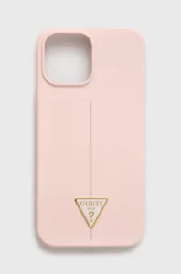 Silikónové puzdro Guess na Apple iPhone 13 Pro Max GUHCP13XSLTGP Silicone Line Triangle ružové