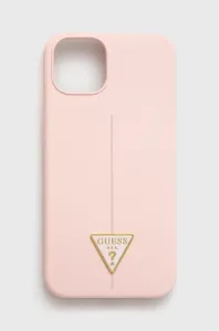 Guess case for iPhone 13 GUHCP13MSLTGP pink hard case Silicone Triangle Logo