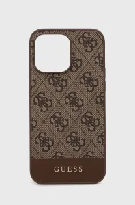 Guess case for iPhone 14 Pro Max 6,7" GUHCP14XG4GLBR brown PC/TPU 4G PU case with Bottom Strip