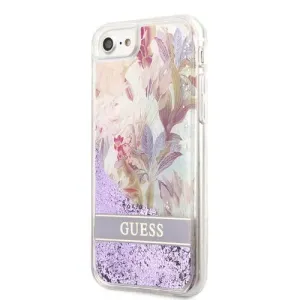 Guess GUHCI8LFLSU Apple iPhone SE 2022/SE 2020/8/7 purple hardcase Flower Liquid Glitter