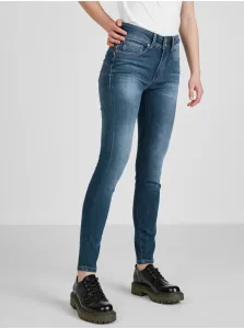 Dark blue womens skinny fit jeans with embroidered effect Guess - Women #711029