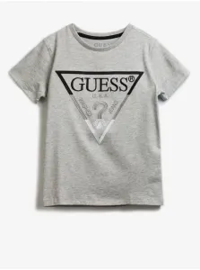 Grey Boys T-Shirt Guess Embroidery Front Logo - unisex