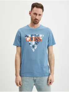 Light blue men's T-shirt Guess Blurri - Men #5990197