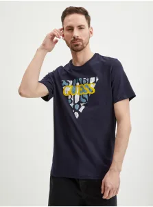 Tmavomodré pánske tričko Guess Blurri #5990188