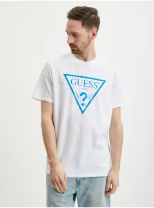 Bavlnené tričko Guess biela farba, s potlačou #5510713