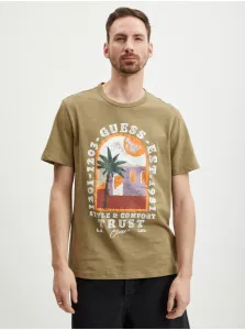 Beige Men's T-Shirt Guess Palm Window - Men
