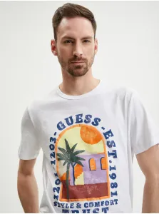 White Men's T-Shirt Guess Palm Window - Men