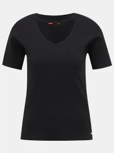 Čierne dámske rebrované tričko Guess #3153369