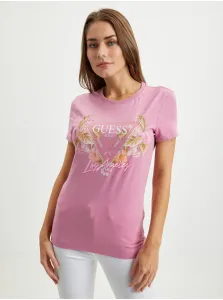 Ružové dámske tričko Guess #5517327