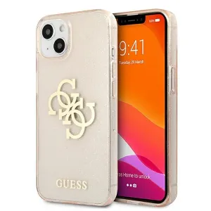 Guess case for iPhone 13 Mini 5,4'' GUHCP13SPCUGL4GGO gold hard case Glitter 4G Big Logo
