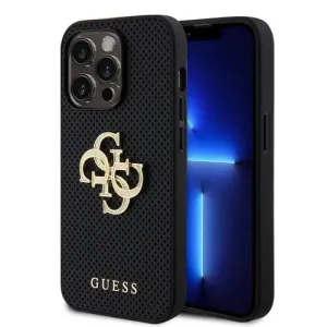 Guess PU Perforated 4G Glitter Metal Logo Zadní Kryt pro iPhone 14 Pro Max Black #8159745
