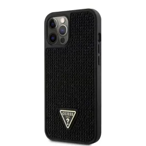 Guess Rhinestones Triangle Metal logo kryt pre iPhone 12 / 12 Pro Black