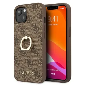 Guess GUHCP13S4GMRBR Apple iPhone 13 mini brown Ochranný kryt 4G with ring stand