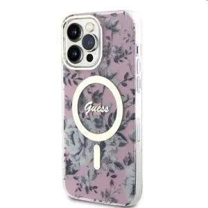 Puzdro Guess PCTPU Flowers IML MagSafe for Apple iPhone 13 Pro Max, ružové 57983114223