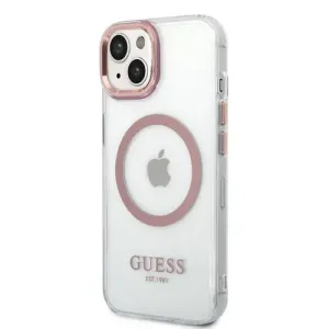 Guess Transparent MagSafe Kompatibilný Zadný Kryt pre iPhone 14 Plus Pink