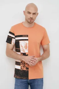 Bavlnené tričko Guess oranžová farba, s potlačou #8676127