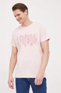 Bavlnené tričko Guess ružová farba, s nášivkou #8508280