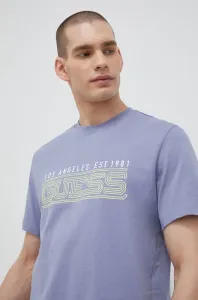 Bavlnené tričko Guess šedá farba, vzorované