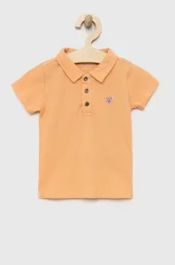 Detská bavlenná polokošeľa Guess oranžová farba, jednofarebný