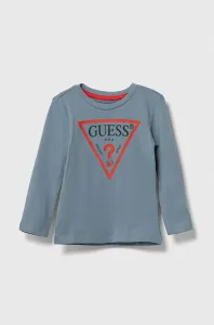 Detská bavlnená košeľa s dlhým rukávom Guess s potlačou