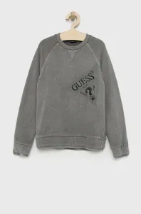 Detská bavlnená mikina Guess šedá farba, jednofarebná #5508785