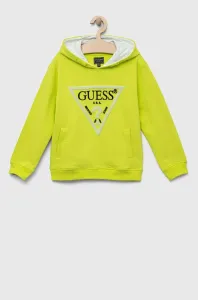 Detská bavlnená mikina Guess zelená farba, s nášivkou #9260840