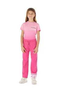 Detské bavlnené tepláky Guess ružová farba, s potlačou #8920438
