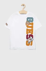 Detské bavlnené tričko Guess biela farba, s nášivkou #8451221