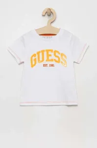 Detské bavlnené tričko Guess biela farba, vzorovaný #7805623