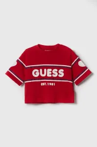 Detské bavlnené tričko Guess červená farba